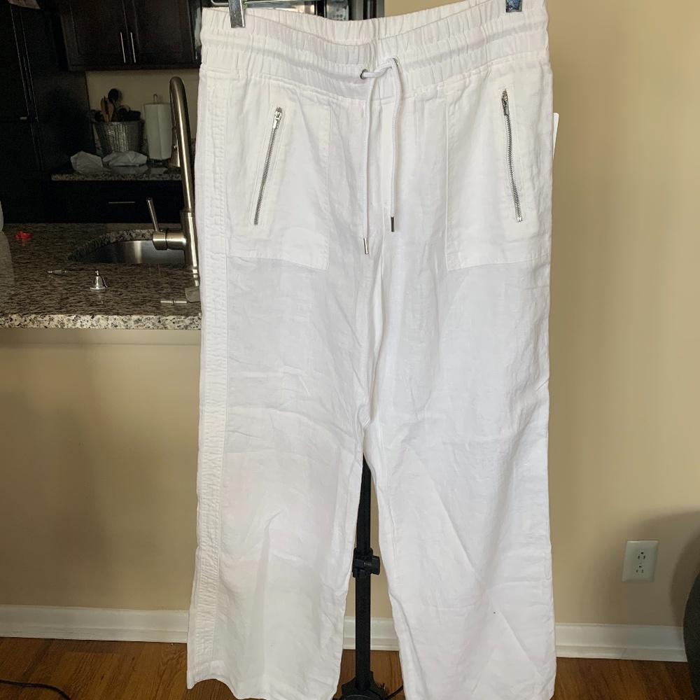 White Linen Wide leg pants
